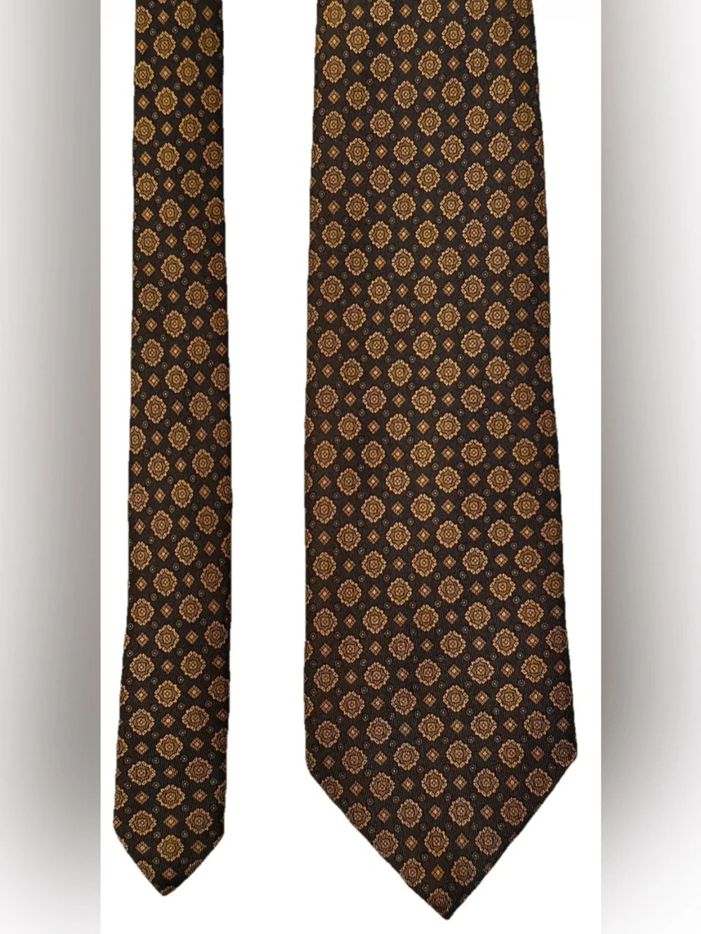 $250 NEW LUCA D’ ALTIERI 7 FOLD MENS SILK TIE HANDMADE ITALY MEDALLIONS